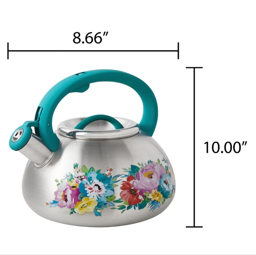 ❤️ New Pioneer Woman Fancy Flourish Whistling Tea Kettle - Picture 3 of 6